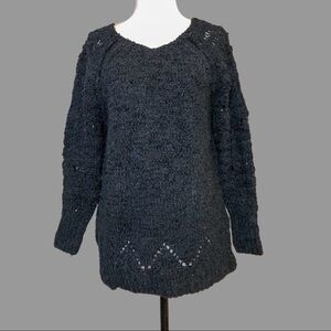 💙 XS 💙 NWT Anthro Sweater Pointelle Knit Zigzag Soft Loose Knit​